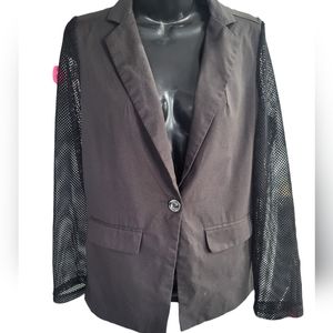 Fashionova womens black mesh blazer size L